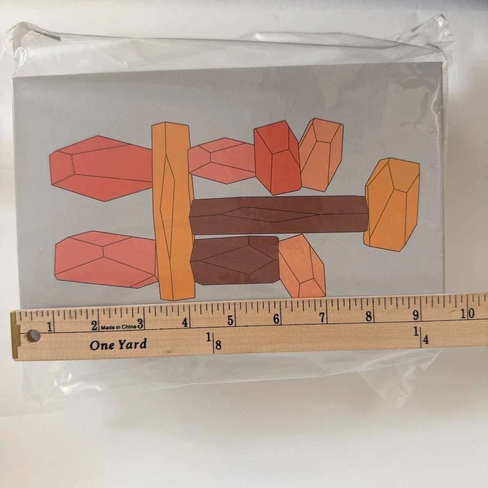 Areaware Balancing Blocks Fort Standard 10 Oak Wood Block Set w/ Bag & Box EUC